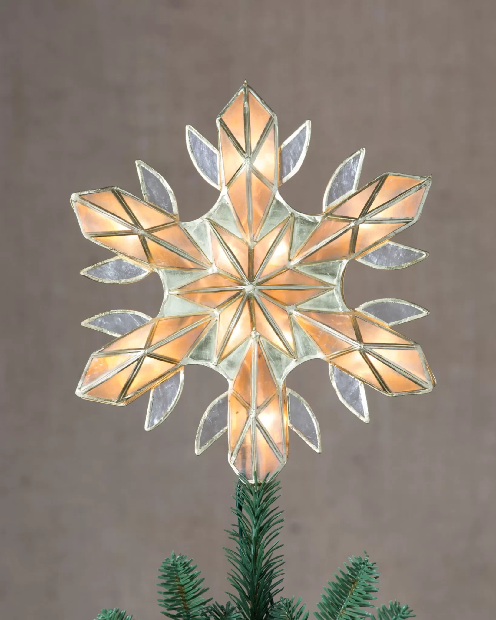 Cheap Capiz Snowflake Lighted Tree Toppers Toppers