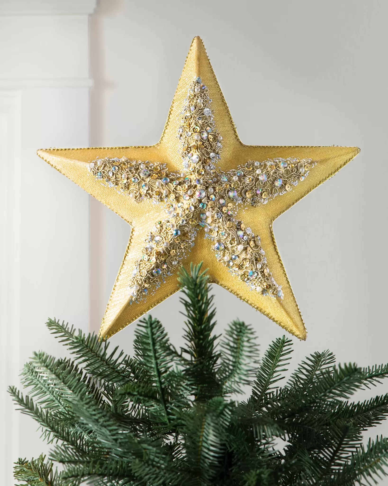 Cheap Star Beaded Christmas Tree Topper Toppers